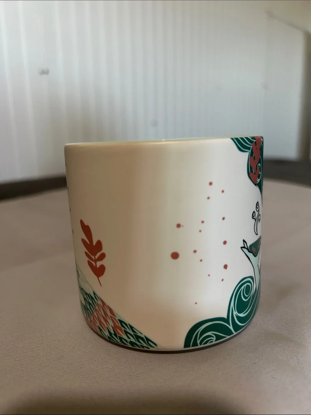 Starbucks White Ceramic Logo Mug w/ beautiful teal & rose gold accent mermaid - Picture 7 of 10